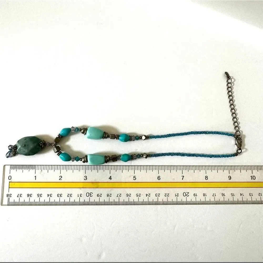 Turquoise blue beaded necklace